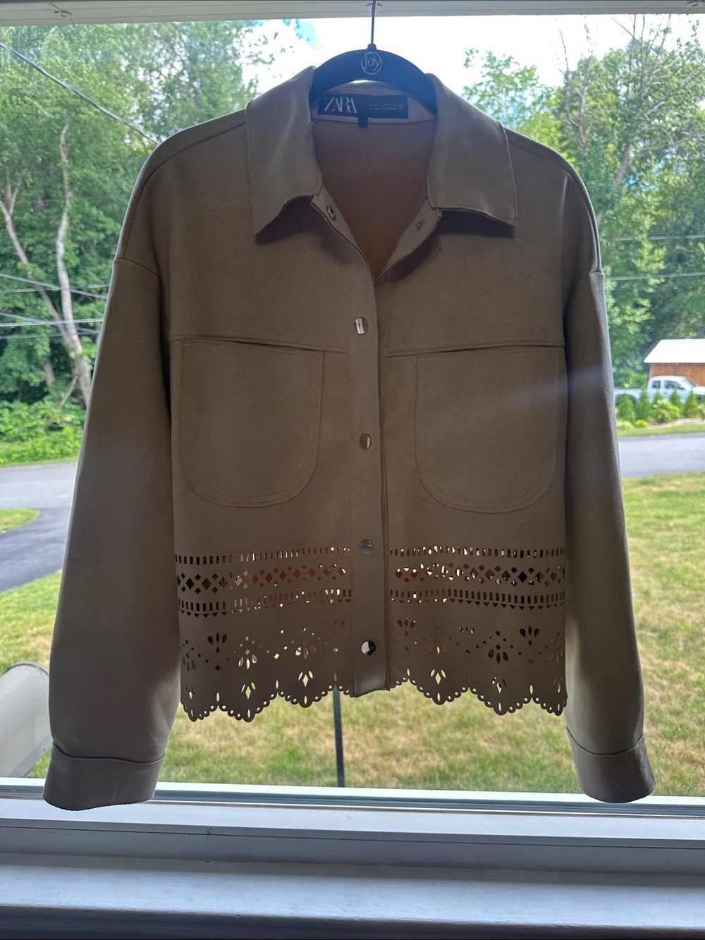 Zara Olive Laser-Cut Jacket